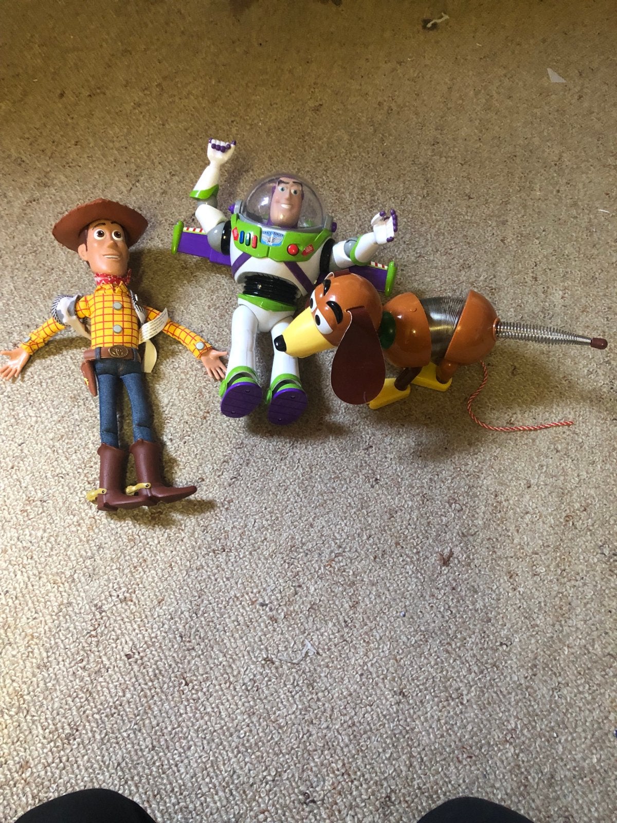 Toy Story Figuren: Woody, Buzz Lightyear, Slinky Dog, Ophalen of Verzenden, Gebruikt