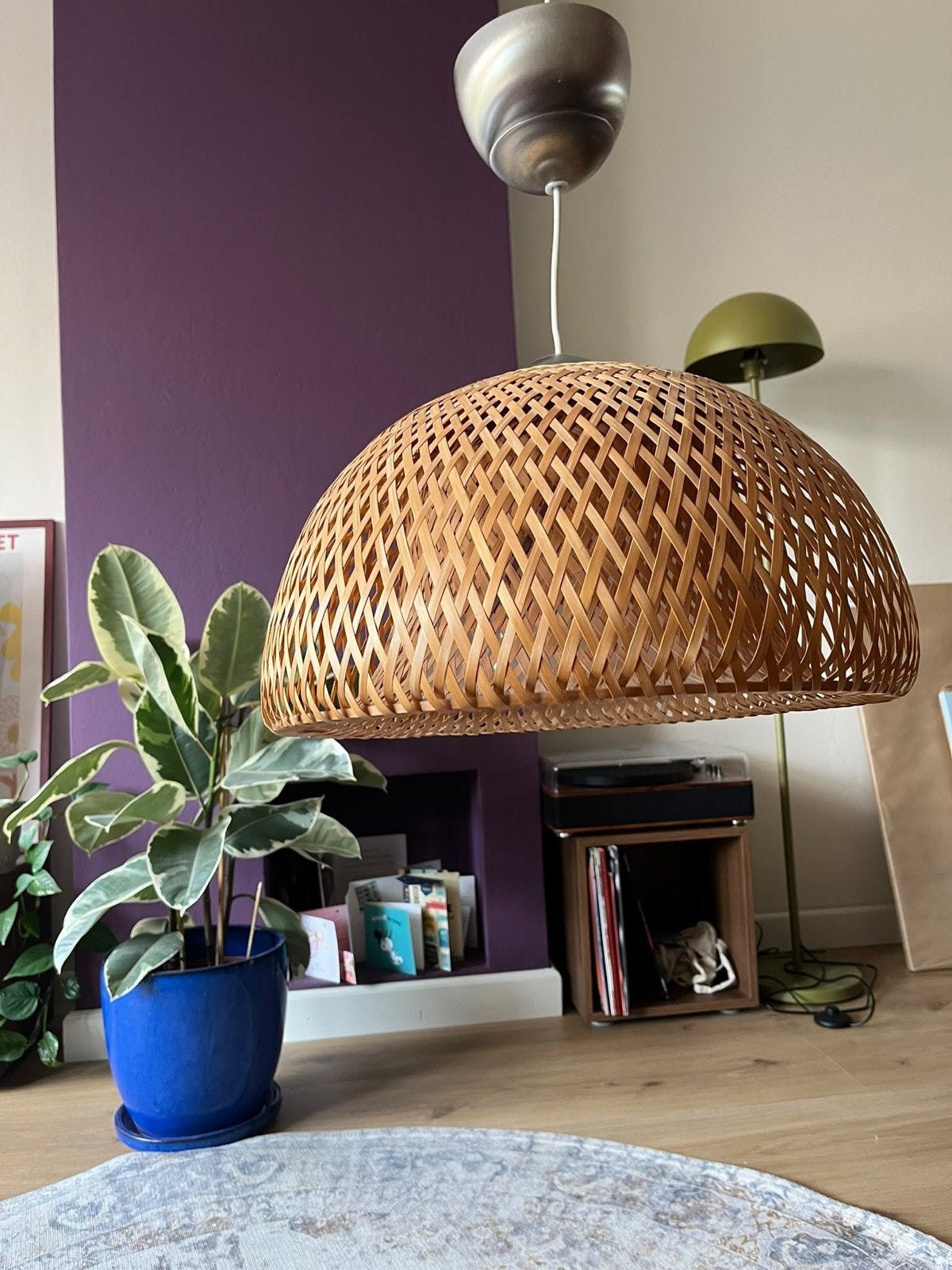 IKEA Brasa bamboe hanglamp - sfeervolle verlichting, Ophalen, Gebruikt, Natuurlijk materiaal, E27 (groot)