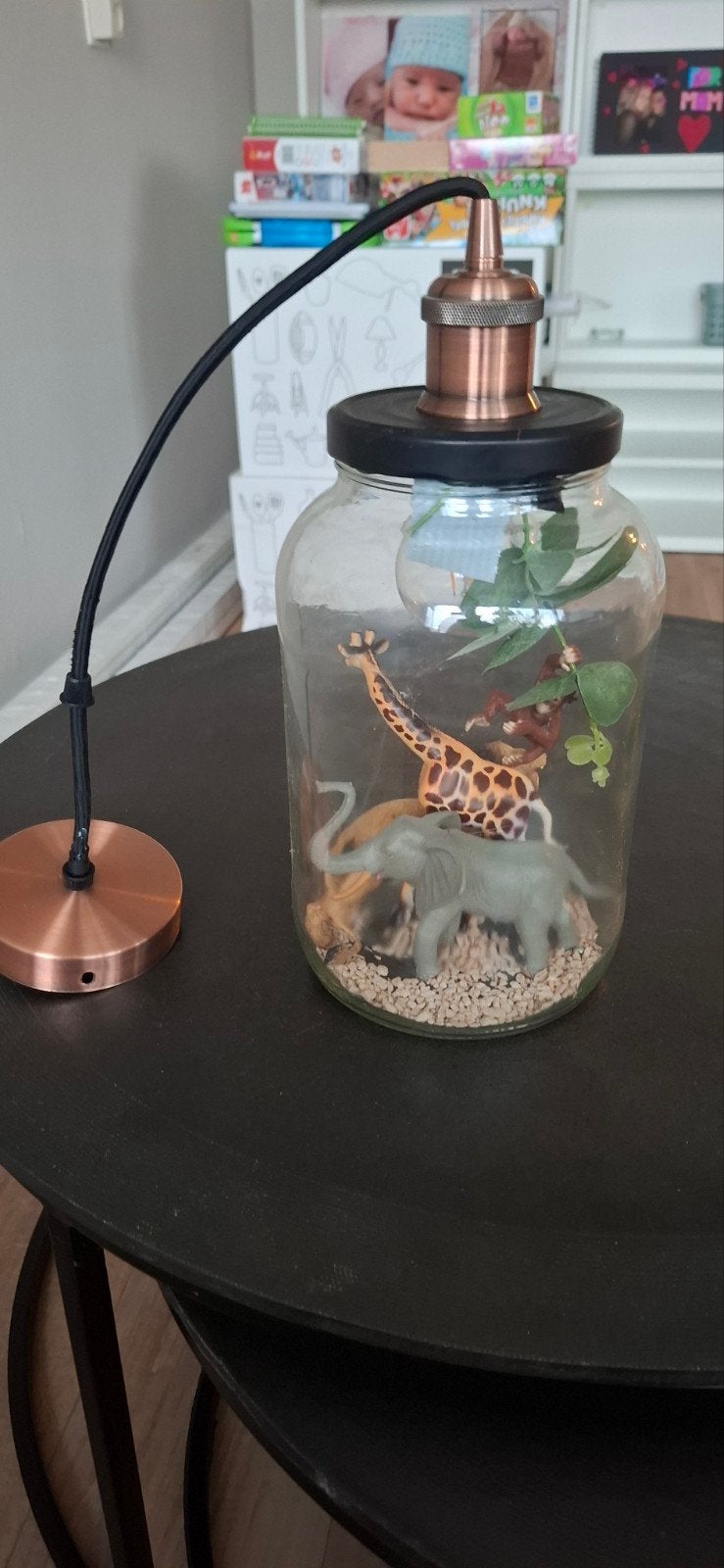 Unieke DIY Dierenwereld Lamp - Glazen Pot met Safari Dieren, Ophalen, Meerkleurig, Overige stijlen, Zo goed als nieuw