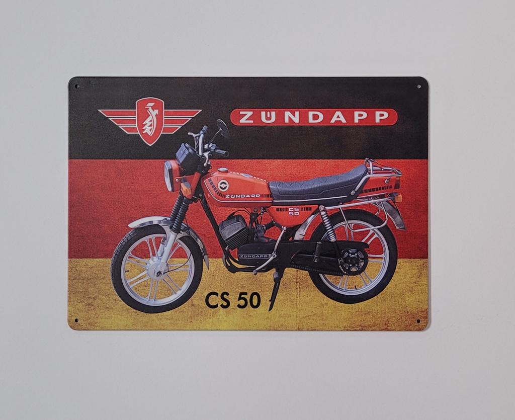Zundapp CS50 brommer reclamebord van metaal wandbord deco, Ophalen of Verzenden, Nieuw, Auto's