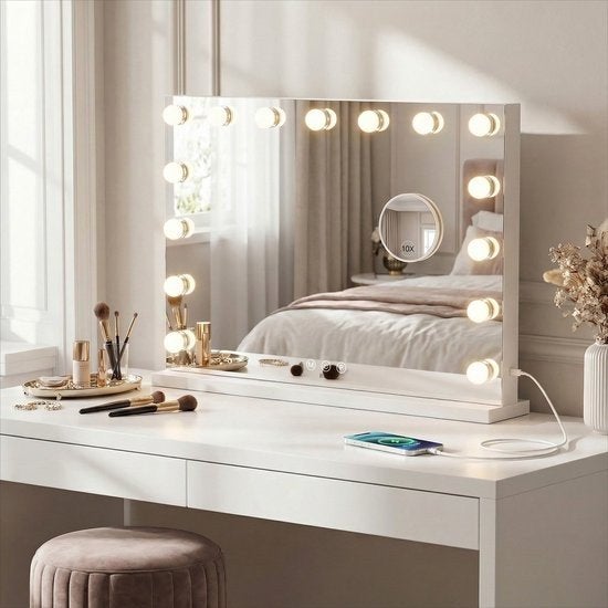 Hollywood Make-up Spiegel met verlichting, Nieuw, Ophalen of Verzenden, Rechthoekig