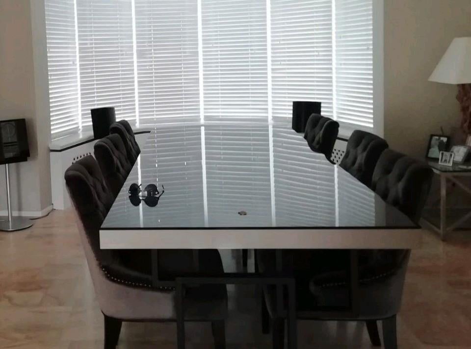 Tafelblad met glasplaat, Ophalen, 100 tot 150 cm, Glas, 200 cm of meer