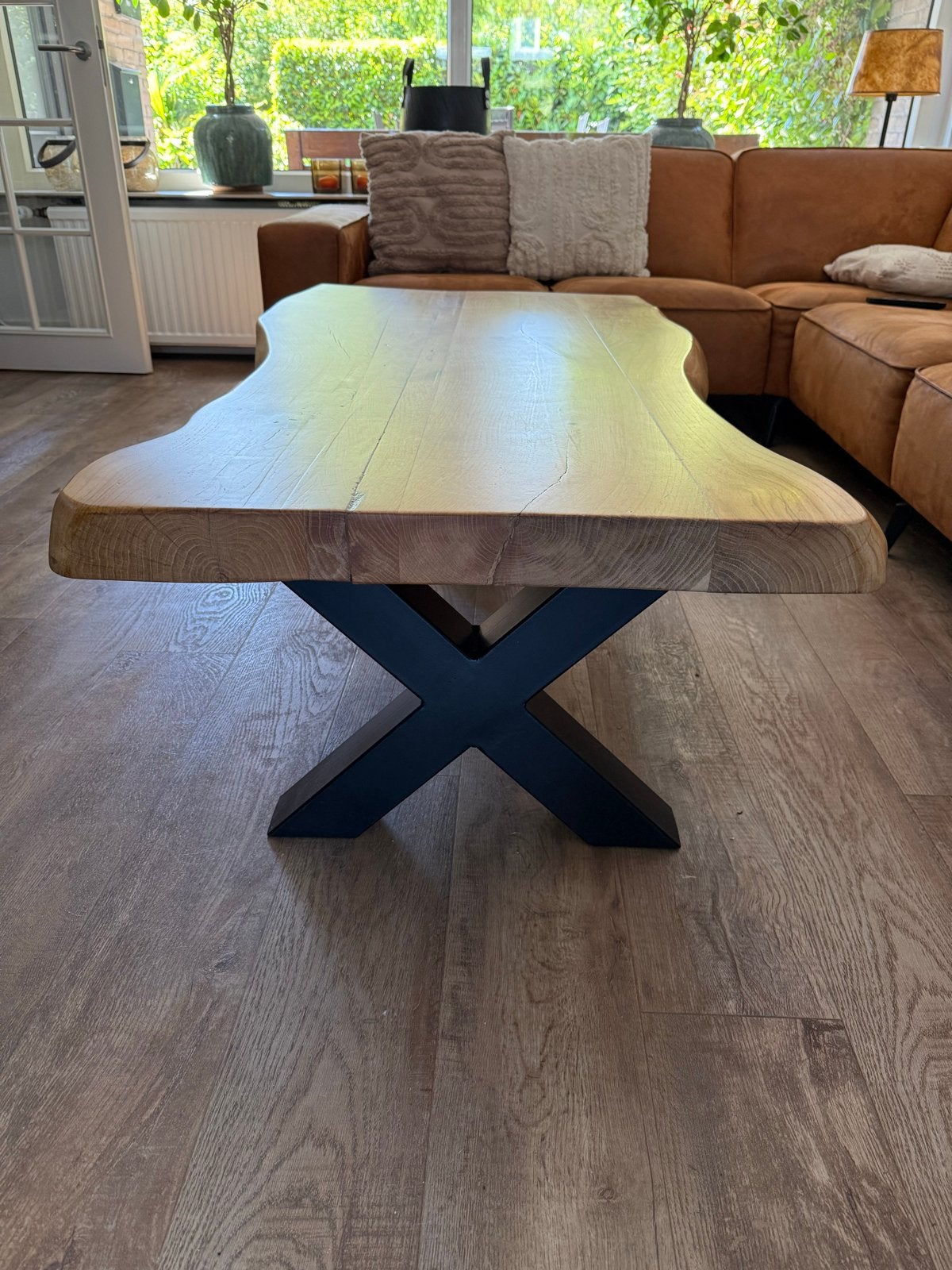 Unieke Boomstam Salontafel - Massief Eikenhout, Ophalen, 100 tot 150 cm, Eikenhout, 50 tot 100 cm