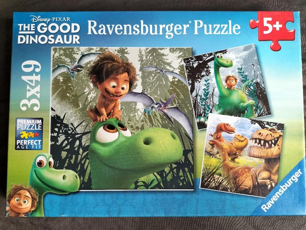Disney's The Good Dinosaur puzzel - 3 x 49 stukjes, Ophalen of Verzenden, 10 tot 50 stukjes, Zo goed als nieuw, 4 tot 6 jaar