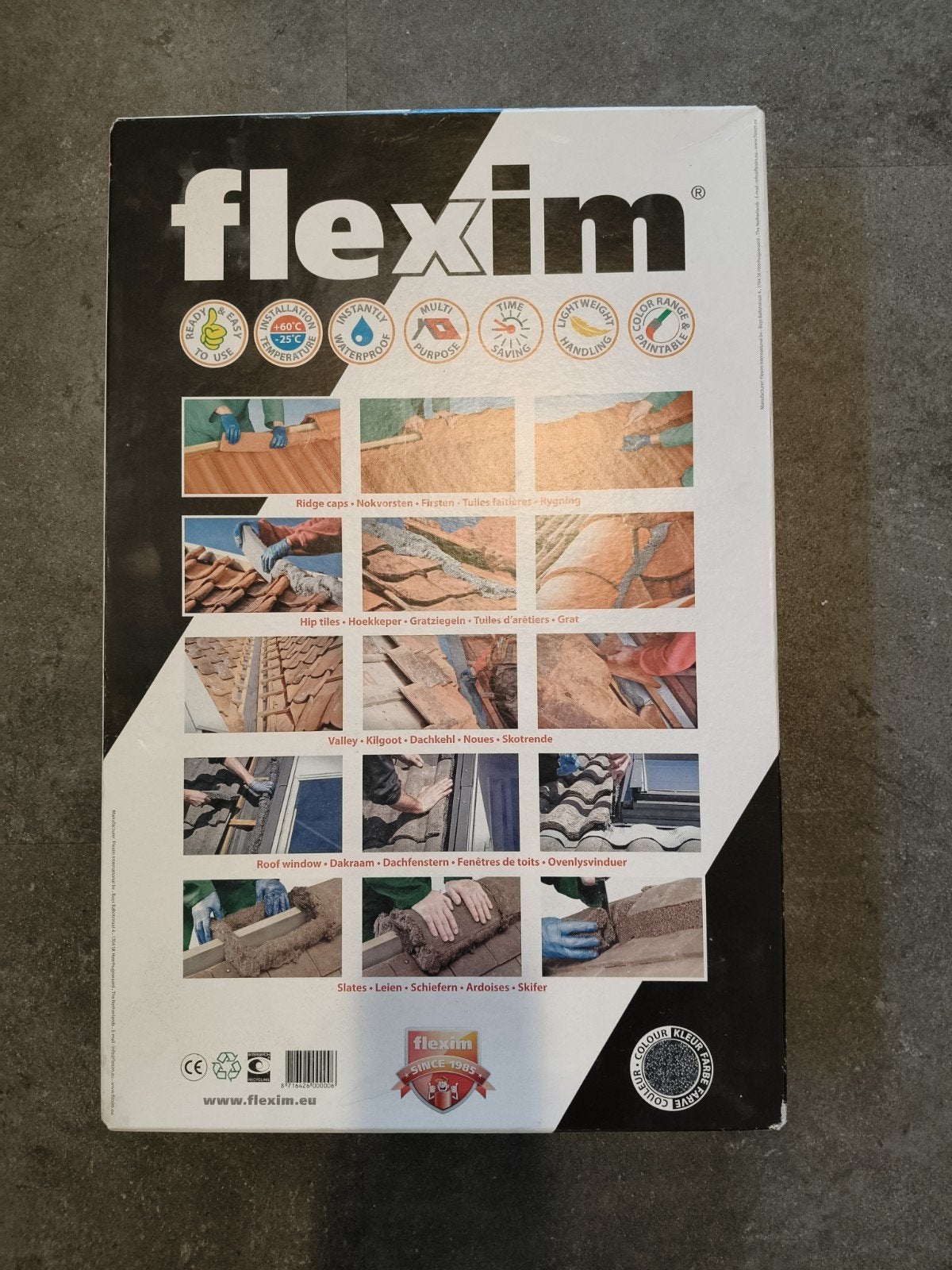 Flexim dakmortel voor dakpannen - Nieuw in doos, Doe-het-zelf en Verbouw, Ophalen, Overige materialen, Zwart, Nieuw