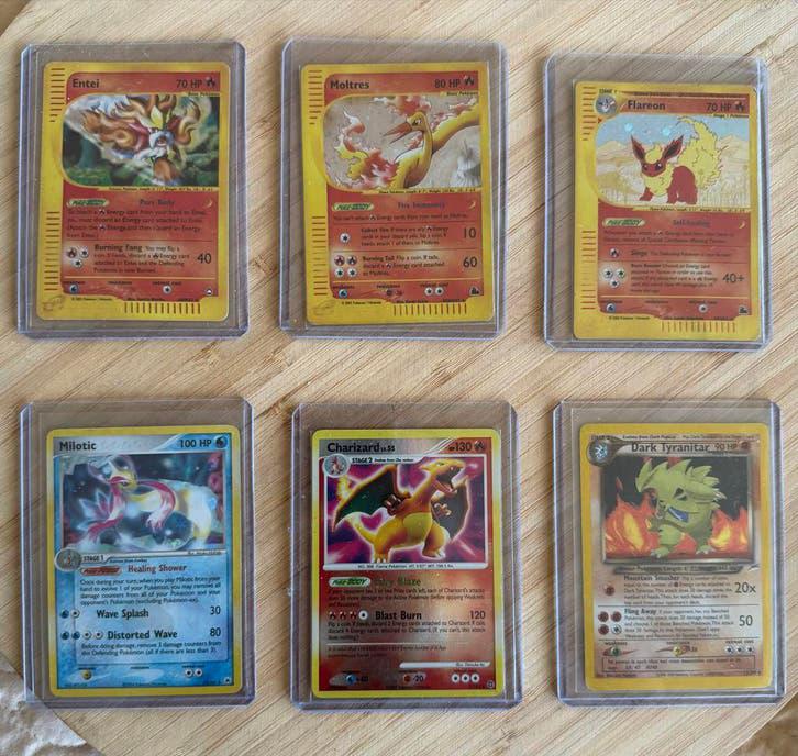 Zeldzame Pokemon kaarten - Entei, Tyranitar, Flareon etc., Ophalen of Verzenden, Zo goed als nieuw, Meerdere kaarten, Foil