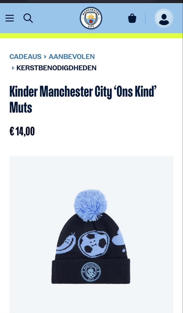 Kinder Manchester City 'Ons Kind' Muts, Kinderen en Baby's, Babykleding | Mutsen, Sjaals en Wanten, Ophalen of Verzenden, Nieuw