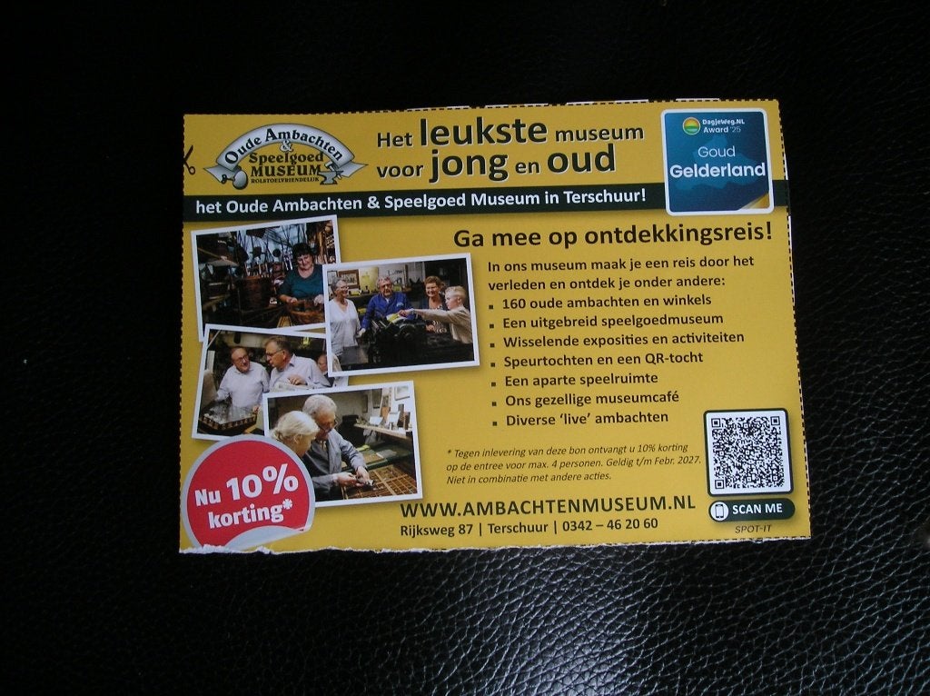 Kortingsbon - 10% korting Oude Ambachten & Speelgoed Museum, Tickets en Kaartjes, Drie personen of meer, Kortingsbon, Overige typen
