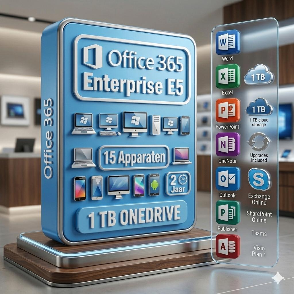Office 365 Enterprise 2 JAAR | 15 apparaten, Computers en Software, Office-software, Nieuw, Android, iOS, MacOS, Windows, Access