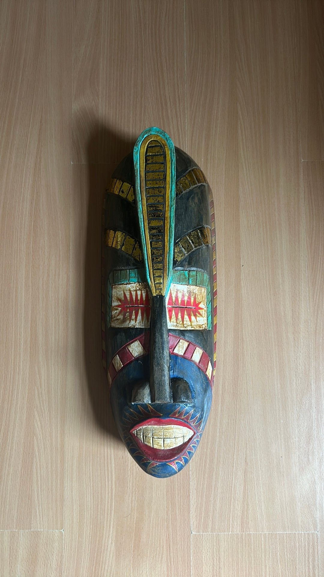 Houten masker, 50 cm, Geschilderd, Indonesië, Meerkleurig