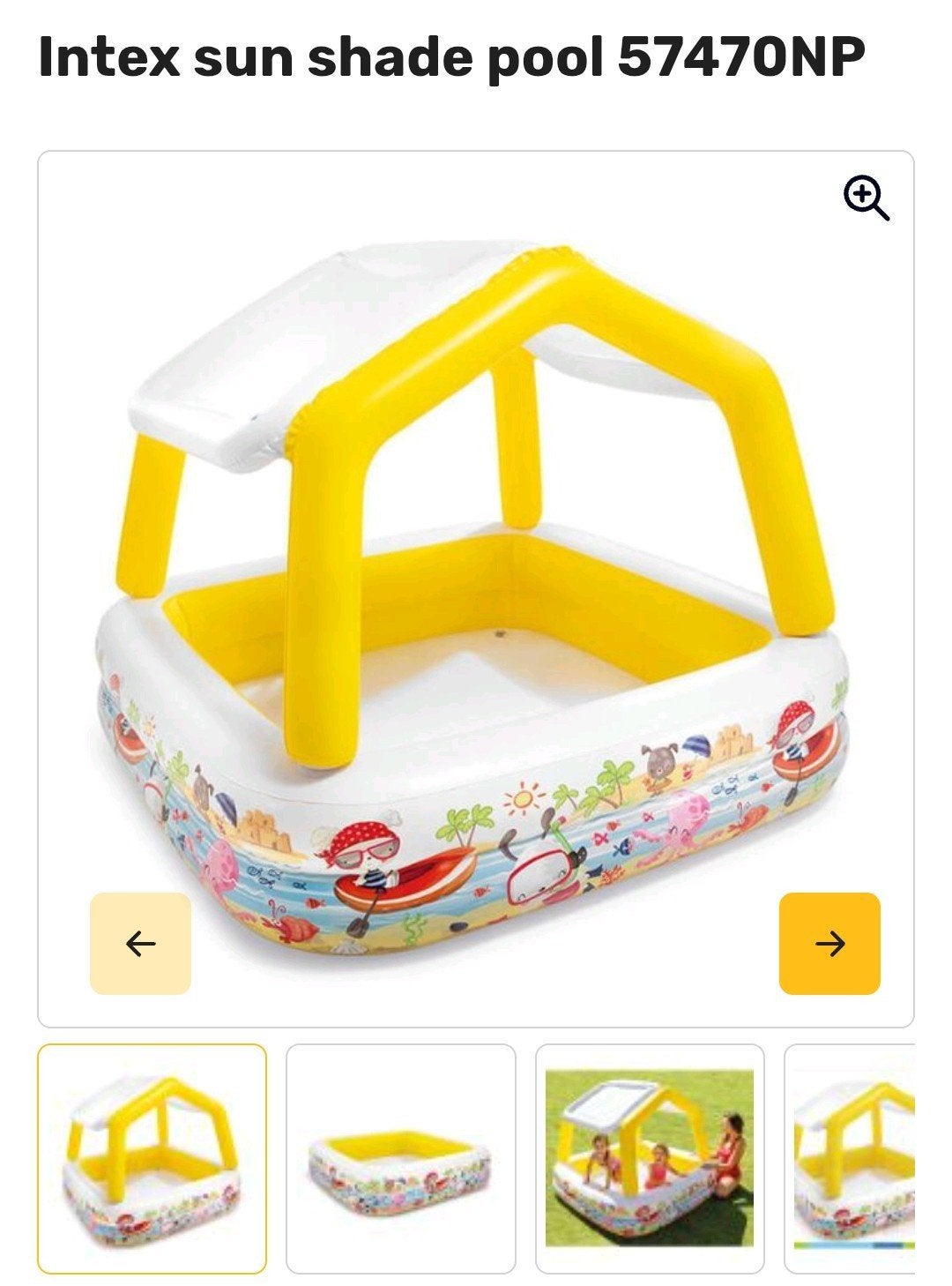 Intex opblaaszwembad met zonnescherm - 57470NP, Ophalen, Gebruikt, Minder dan 80 cm, Opblaaszwembad