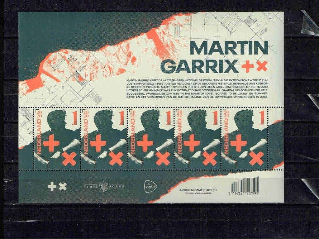 Martin Garrix Popmuziek vel 5 persoonlijke zegels 1 /10.6, Verzenden, Na 1940, Postfris