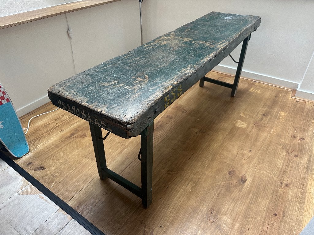 Originele Indiase klaptafel van RAW Materials – 170 cm, Gebruikt, 150 tot 200 cm, * Industrieel * Vintage * Brocante, Ophalen