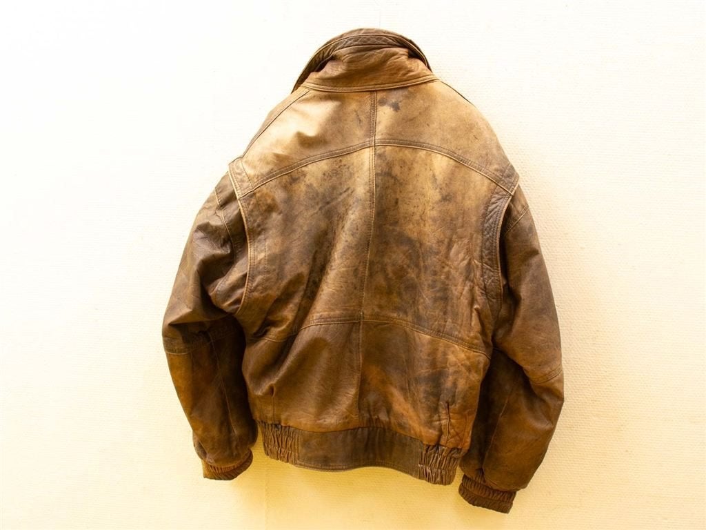 Bruine leren jas 37188, Ophalen of Verzenden, Gedragen, Bruin
