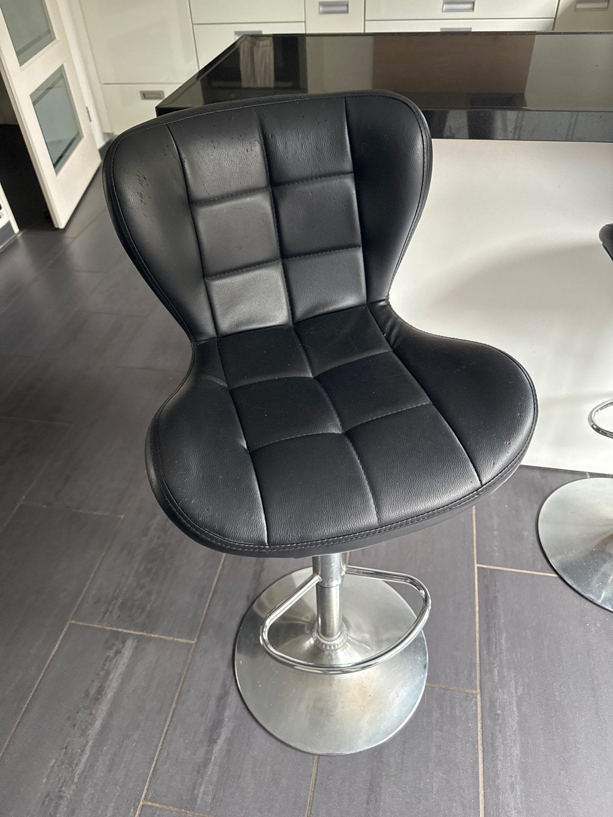 Set van 4 zwarte barkrukken, Ophalen, Gebruikt, Zwart, Leer