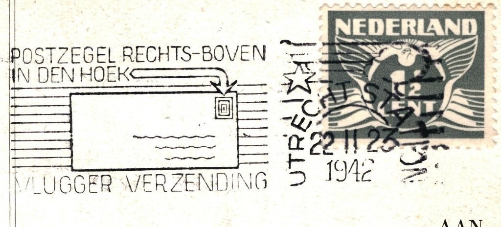 804364	NS Tenderlocomotief	1942	Gelopen met Postzegel, Verzamelen, Ophalen of Verzenden, 1940 tot 1960, Gelopen, Voertuig