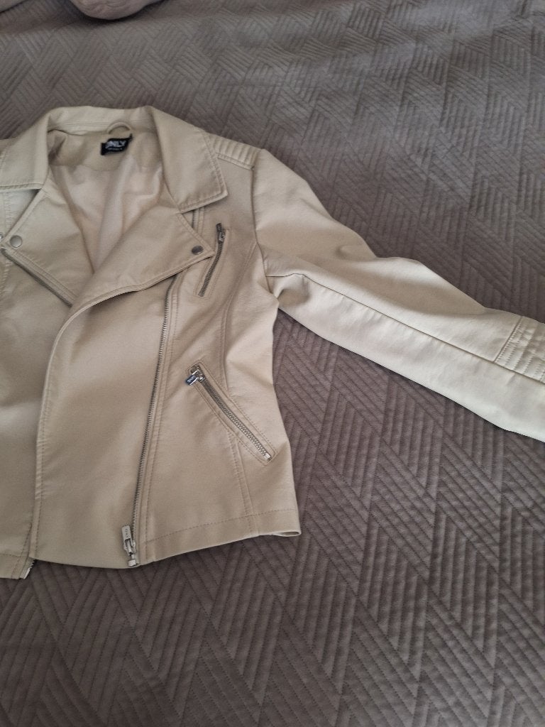 Biker jasje, imitatie leder, beige Only, Kleding | Dames, Jassen | Zomer, Maat 38/40 (M), Only, Beige, Ophalen of Verzenden