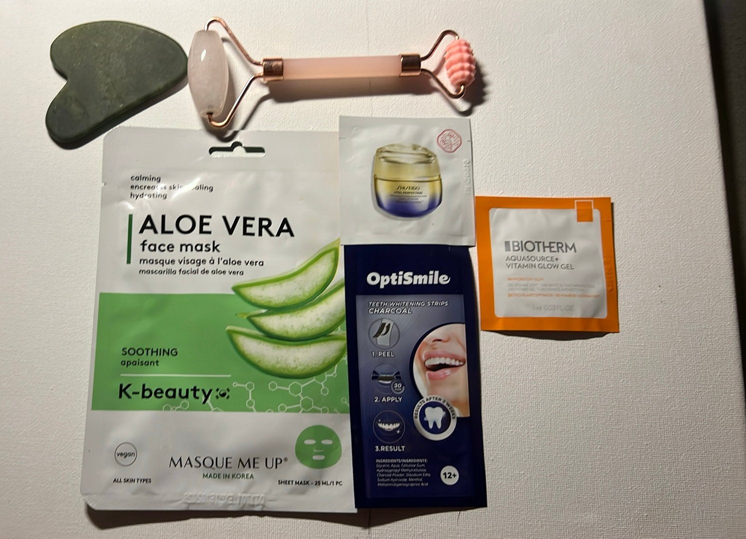 Gezichtsverzorgingsset: Jade roller, masker & samples, Ophalen, Zo goed als nieuw, Gehele gezicht, Verzorging