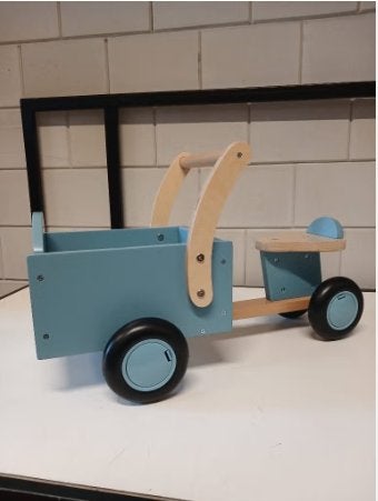 Bandits & Angels Houten bakfiets little rider retro blue, Ophalen, Zo goed als nieuw, Loopfiets