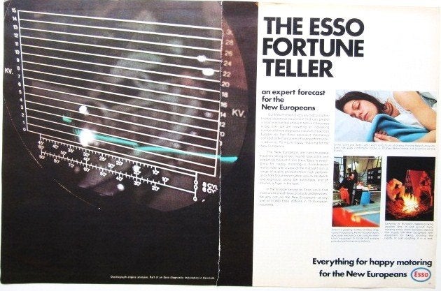 4 vintage advertenties reclames Esso 1960-71 energie, Ophalen of Verzenden, Gebruikt, Overige typen