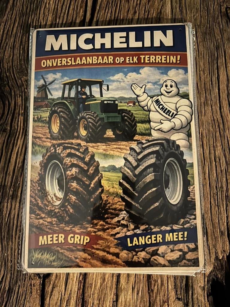 Michelin Reclame Plaat - Bibendum - Blikken Bord, Verzamelen, Ophalen of Verzenden, Zo goed als nieuw, Reclamebord