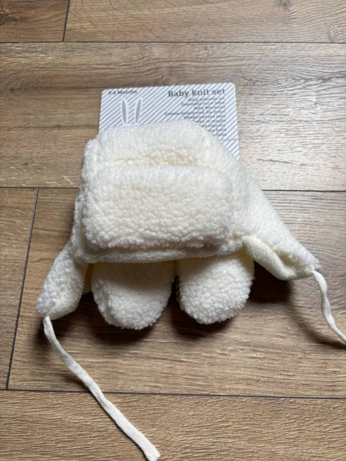 Baby knit set | Muts met wanten | Teddy, Maat 62, Jongetje of Meisje, Nieuw, Ophalen of Verzenden