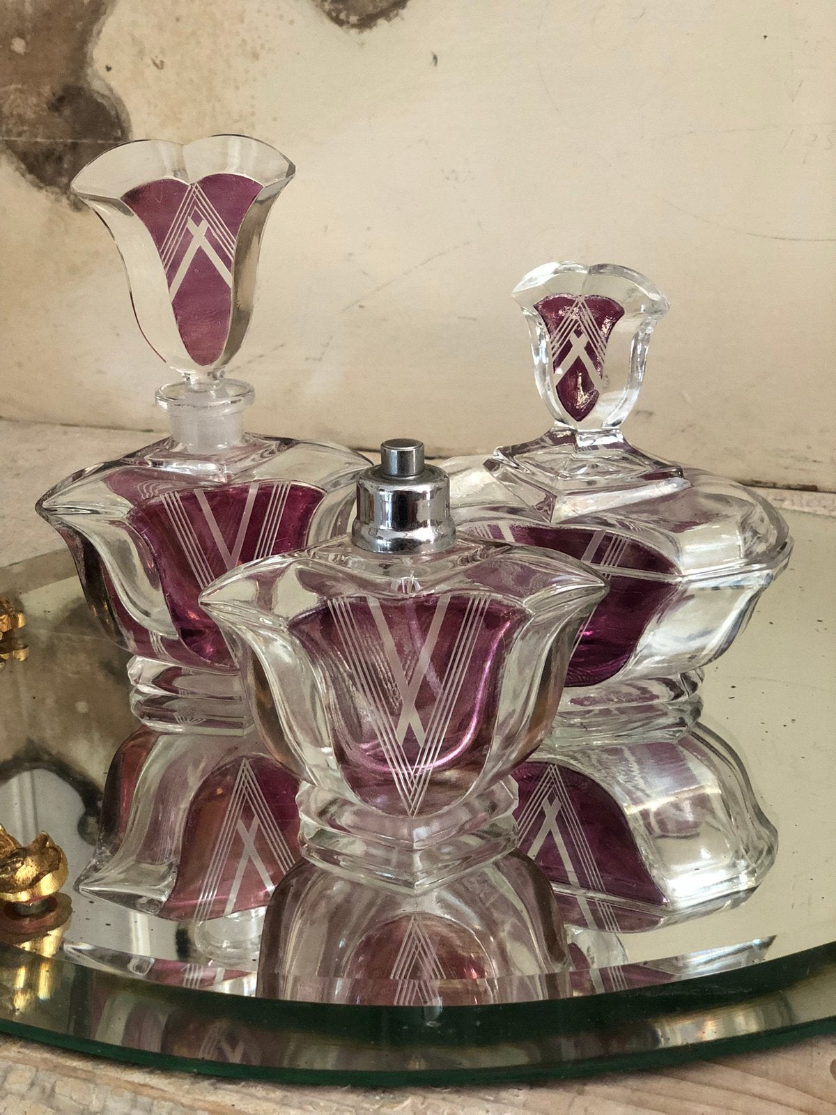 Prachtige antieke parfumset, Ophalen of Verzenden