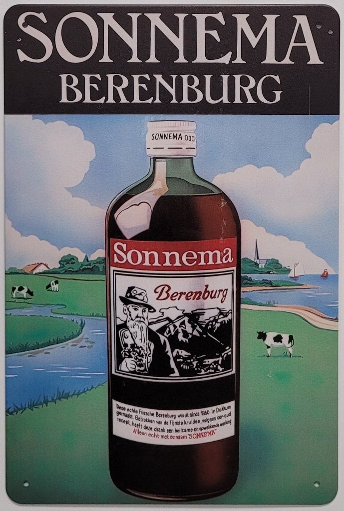 Sonnema berenburg fles reclamebord van metaal wandbord deco, Reclamebord, Info@deconoord.nl, Deco Noord, Nieuw