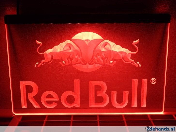 Red bull neon bord reclamebord lamp mancave LED *rood* #1, Ophalen of Verzenden, Nieuw, Lichtbak of (neon) lamp