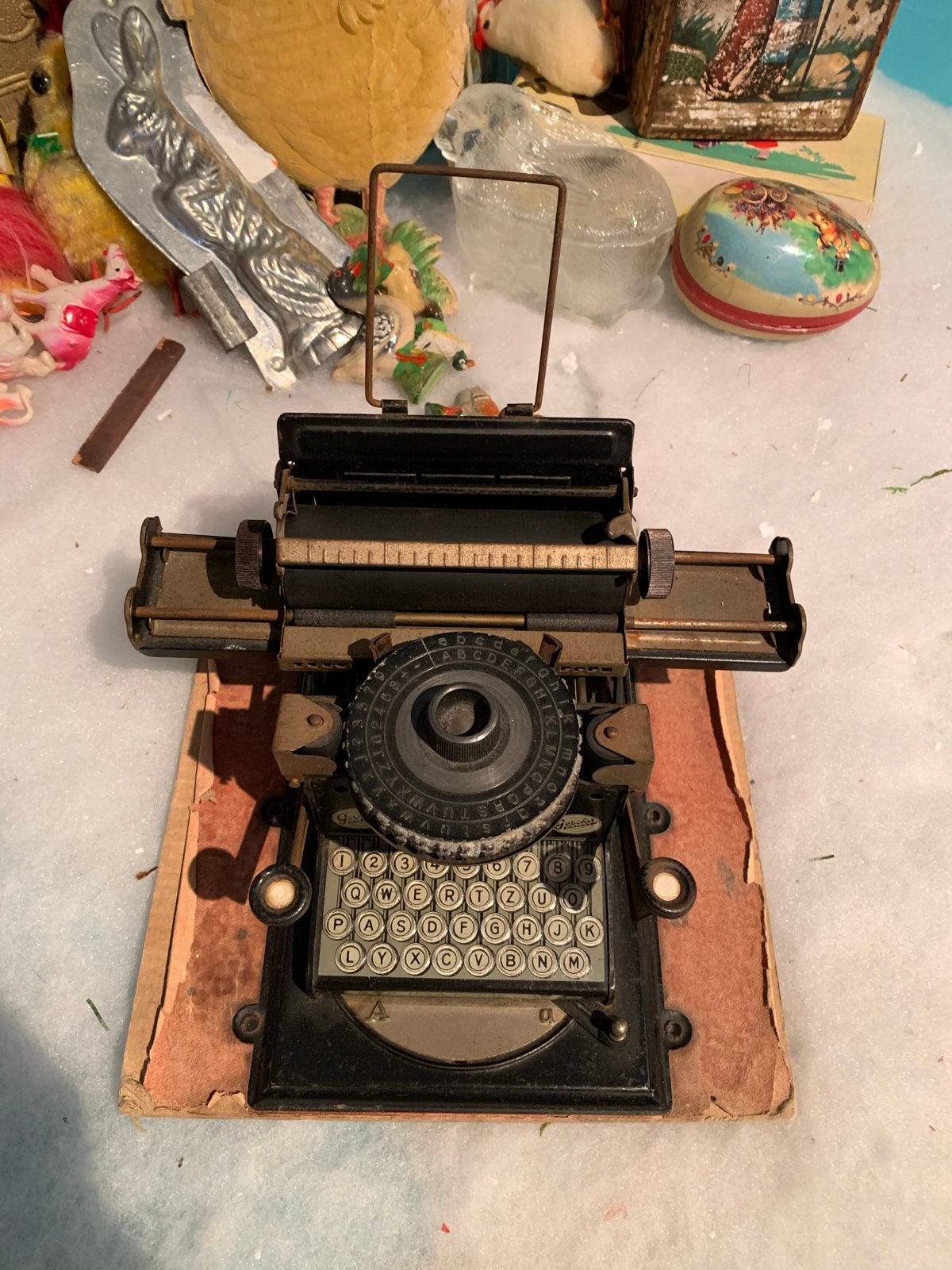 Antiek blikken speelgoed typemachine, Antiek en Kunst, Antiek | Speelgoed, Ophalen of Verzenden