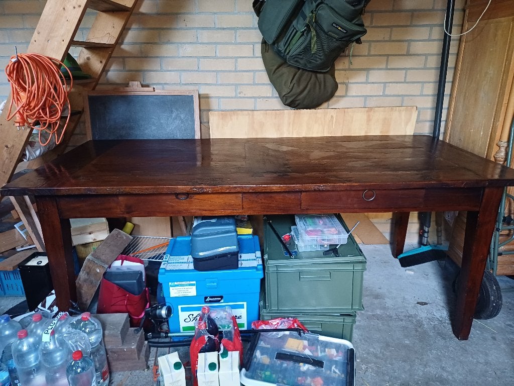 Grote eettafel, massief hout, Ophalen, Gebruikt, 75 tot 100 cm, Minder dan 100 cm