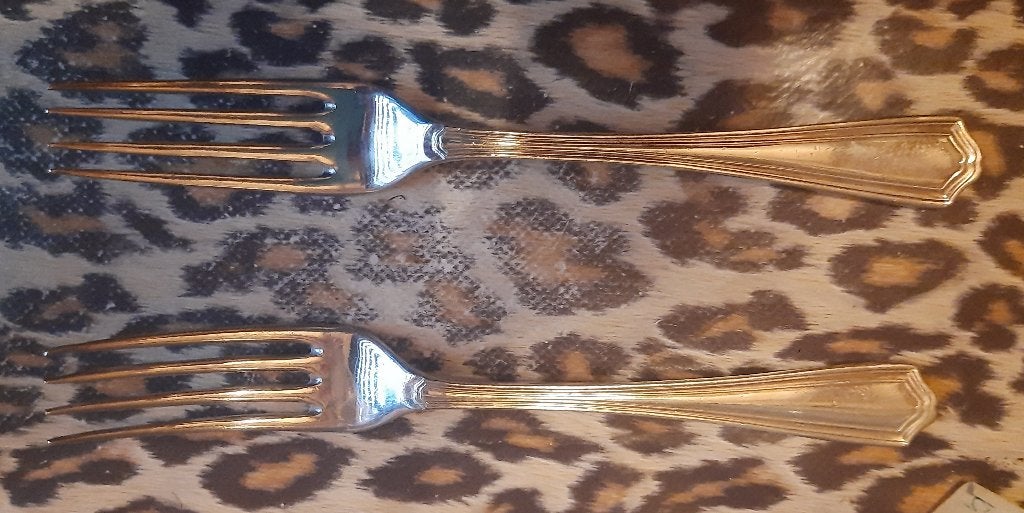 2 verzilverde vorken, Ophalen of Verzenden, Gebruikt, Zilver, Los bestek