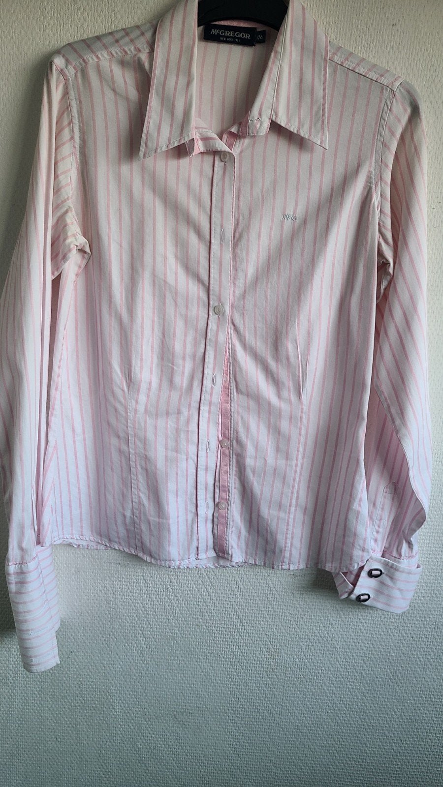 McGregor gestreepte blouse met manchetknopen, Kleding | Dames, McGregor, Ophalen of Verzenden, Roze, Maat 36 (S)