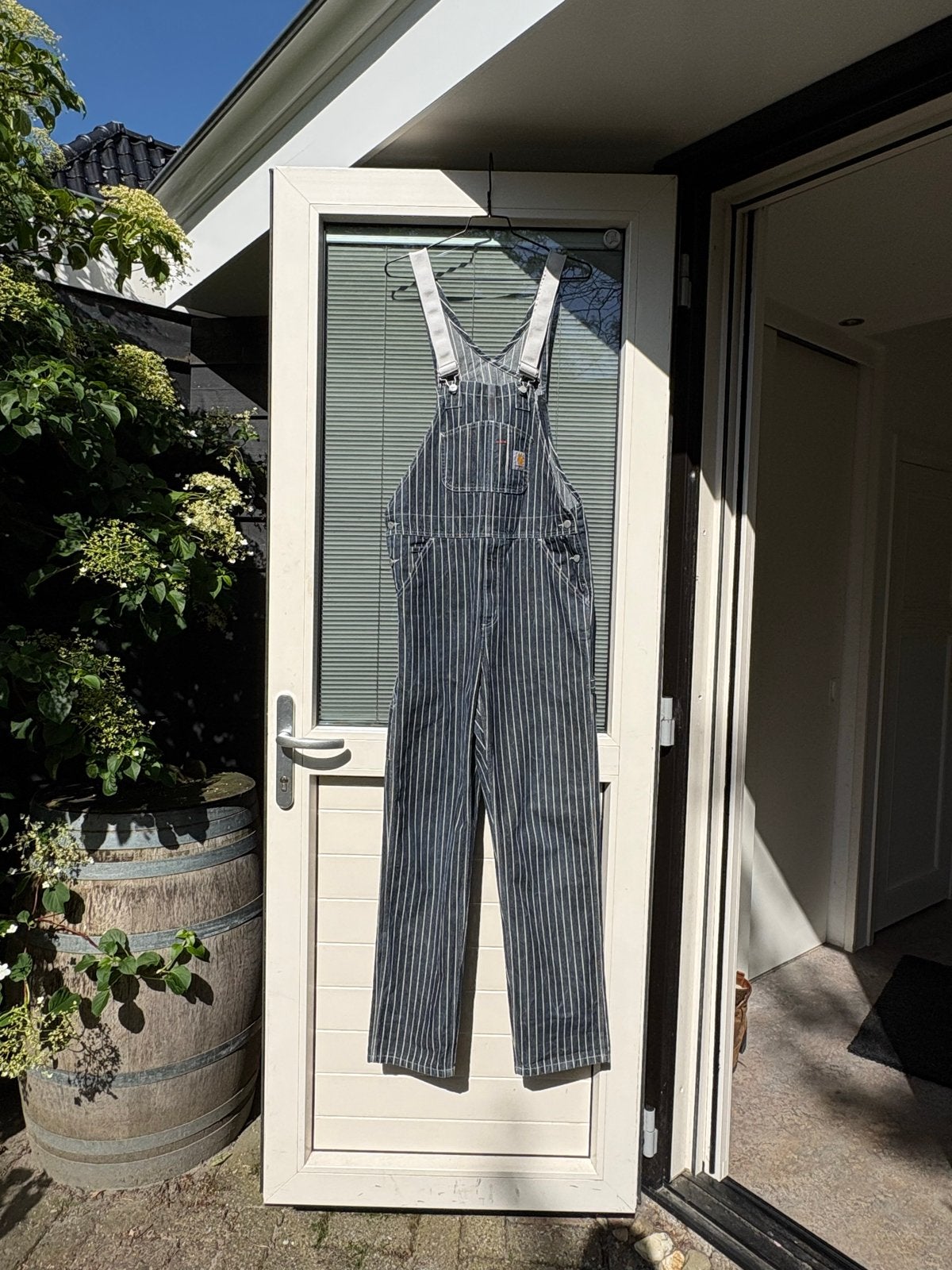 Carhartt gestreepte tuinbroek, Maat 38/40 (M), Blauw, Ophalen of Verzenden, Zo goed als nieuw