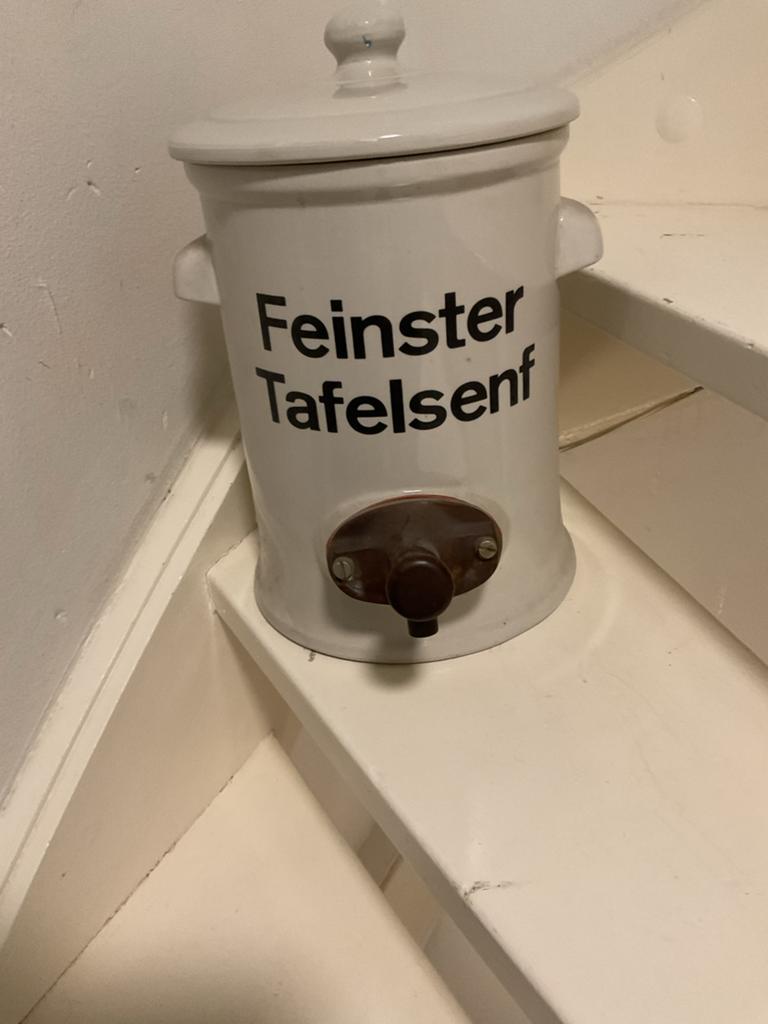 Vintage Mosterdpot met Pomp - Feines Tafelsenf, Ophalen