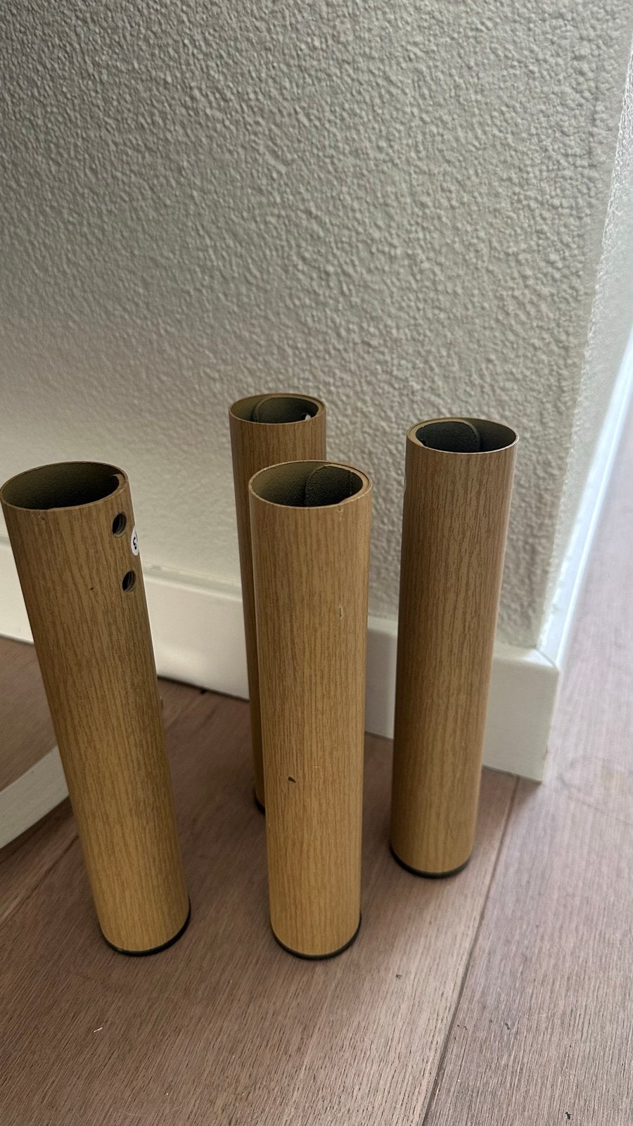 4 stalen poten in eikenhouten look, Tafelpoot, Eikenhout, Zo goed als nieuw, Rechthoekig