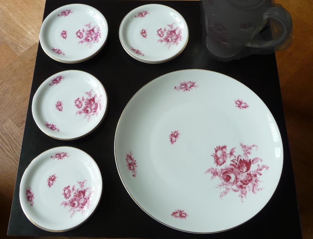 Rosenthal antiek purpur porseleinen gebakstel/taartservies, Ophalen of Verzenden