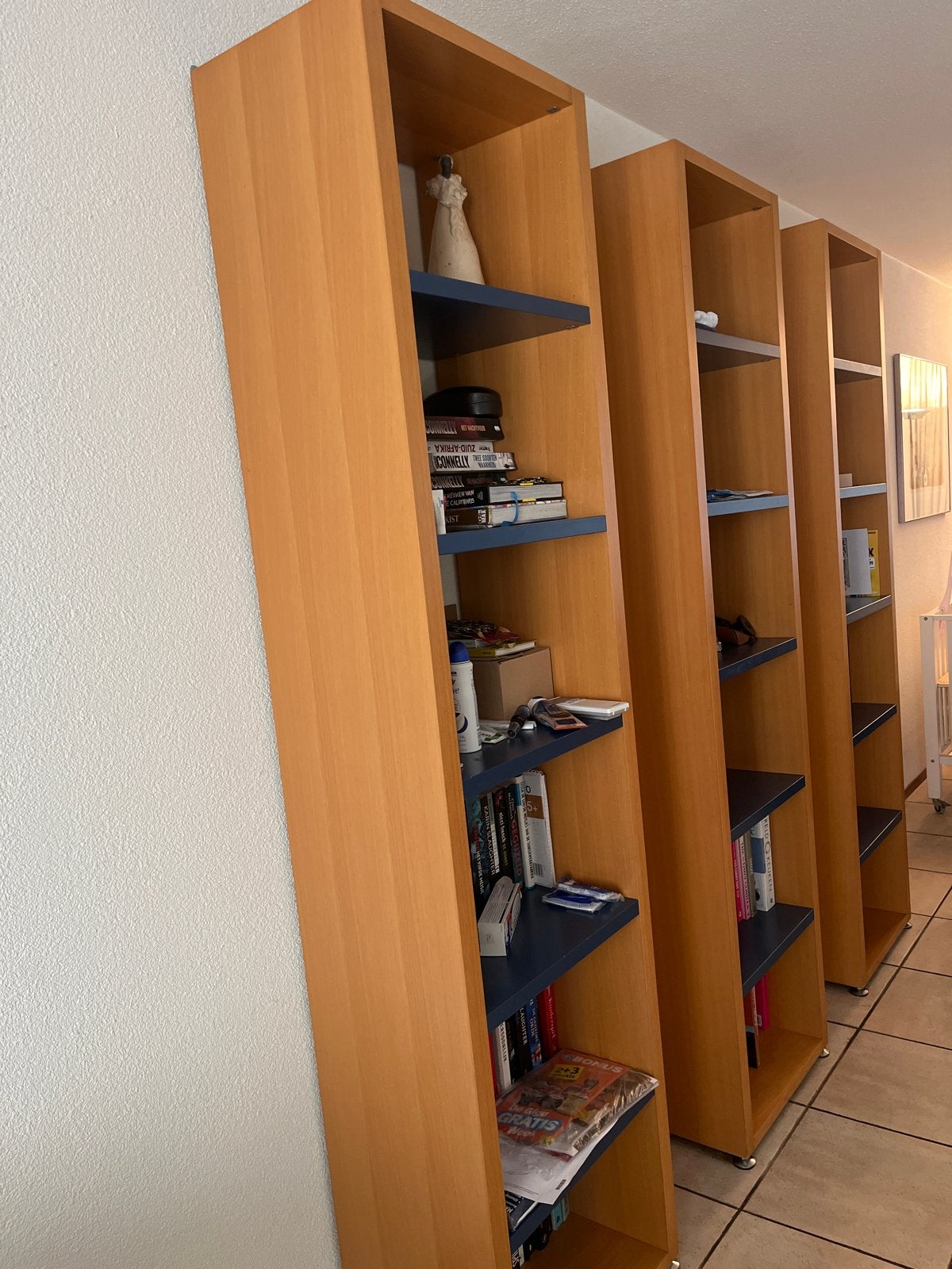 Hülsta Design Boekenkast 3-delig - 215x54x35 cm, Ophalen, Met plank(en), Gebruikt, 200 cm of meer