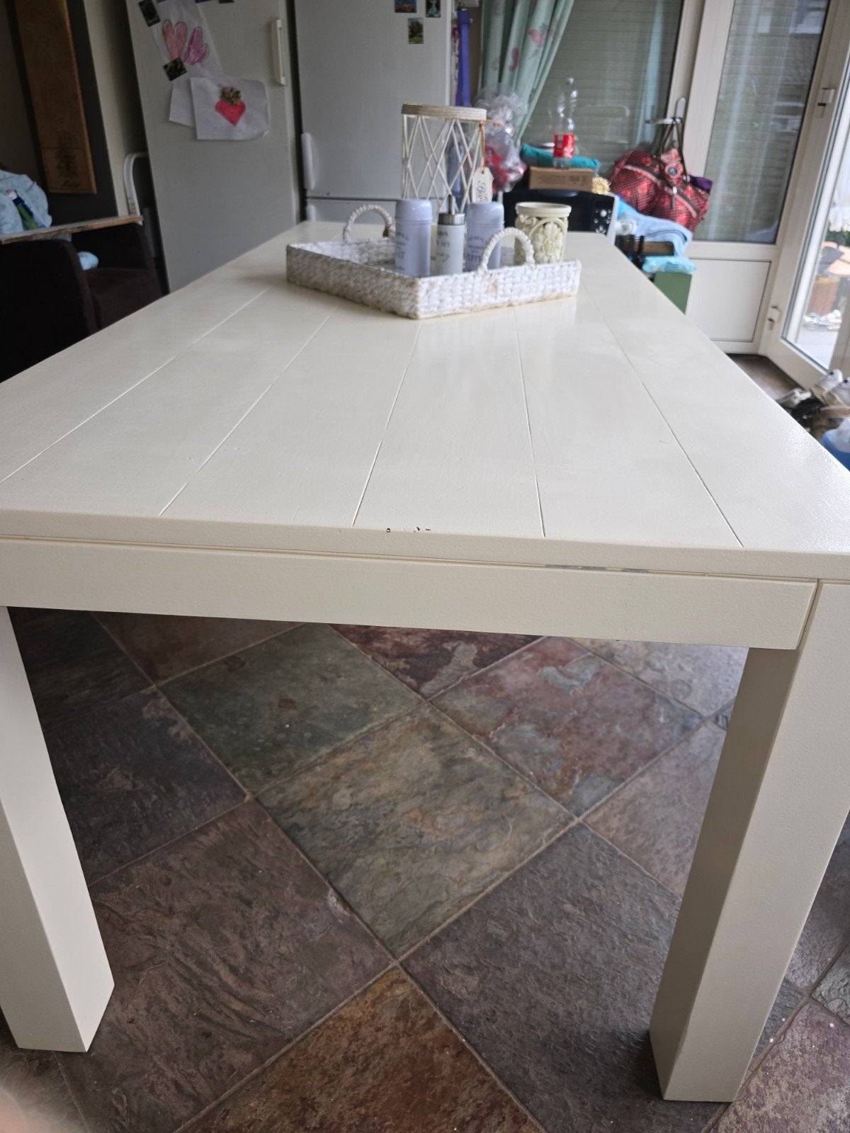 wit gelakte eettafel, Huis en Inrichting, Ophalen, Gebruikt, 200 cm of meer, 50 tot 100 cm