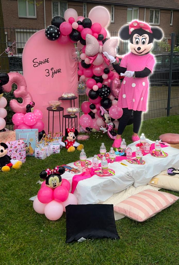 Minni Mouse Mascotte te huur, Hobby en Vrije tijd, Feestartikelen | Verhuur, Ophalen of Verzenden, Zo goed als nieuw, Verjaardag
