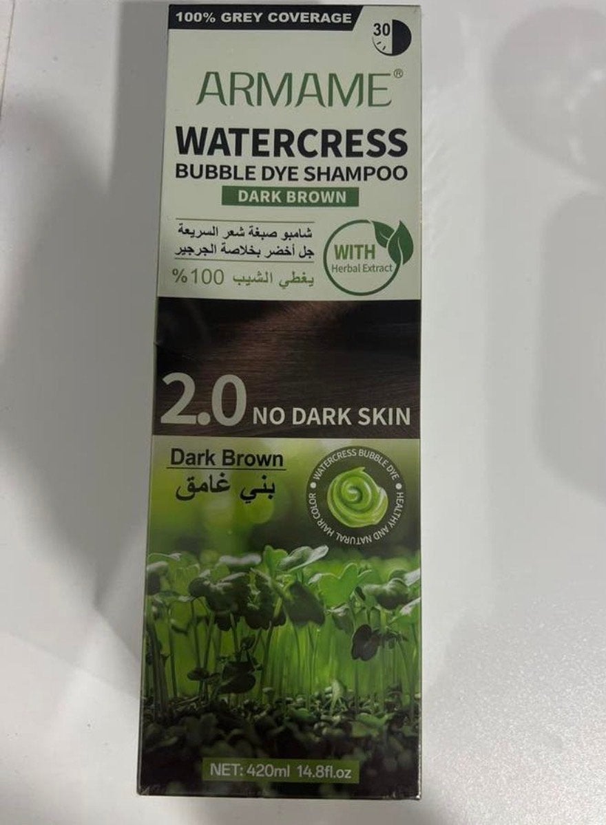 ARMANE Watercress Bubble Dye Shampoo - Donkerbruin, Ophalen of Verzenden, Nieuw, Shampoo of Conditioner