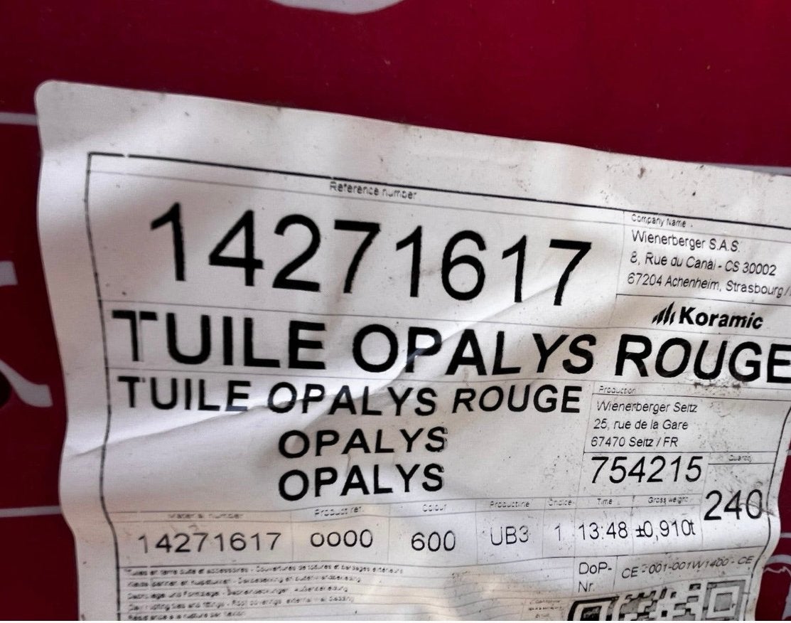 Dakpannen Tuile Opalys Rouge dubbele pan, Ophalen, Steen of Klei, Nieuw, 15 m² of meer