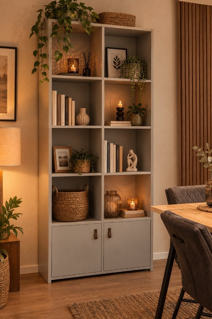 Boekenkast VT Wonen grijs showroommodel, Huis en Inrichting, Ophalen, Met deur(en), 200 cm of meer, 50 tot 100 cm