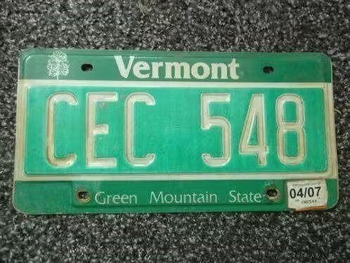 Kentekenplaat licenseplate Vermont no. 1 USA, Verzenden, Gebruikt, Auto's