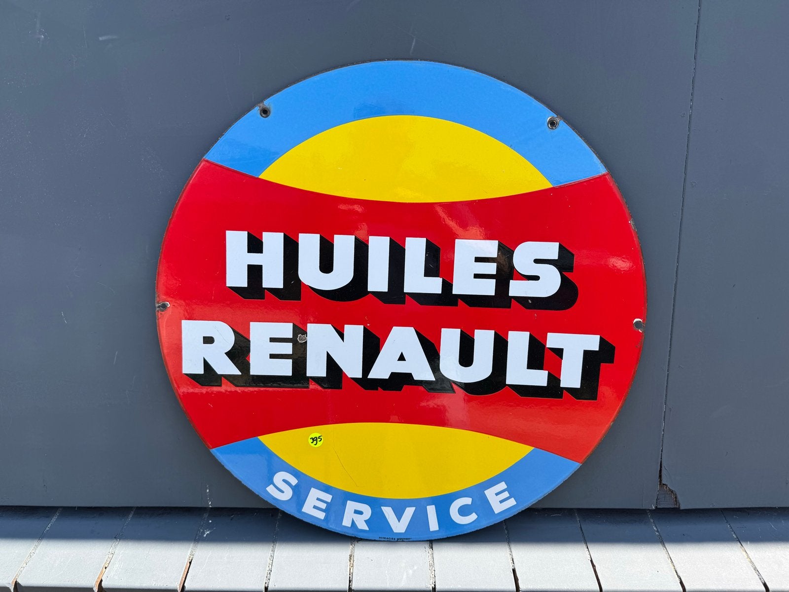 Vintage Huiles Renault Service Emaille Reclamebord, Ophalen of Verzenden