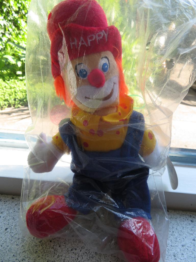 Clown clowntje HAPPY merk Nicky Toy meet ca 30 cm, Overige typen, Nieuw, Ophalen of Verzenden, Wasbaar