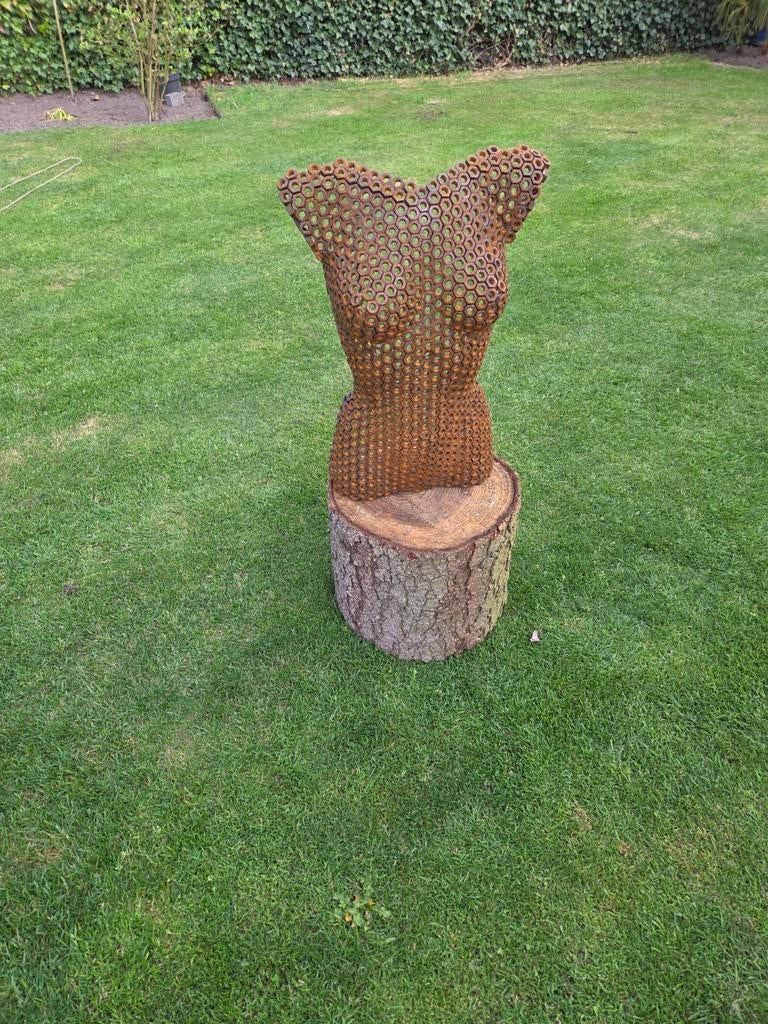 Metalen torso vrouw, Ophalen