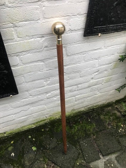 houten flaneer-wandelstok met globe, Ophalen of Verzenden, Zo goed als nieuw