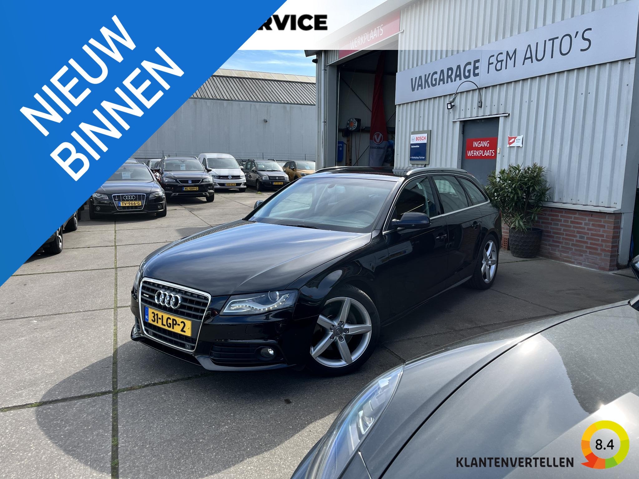 Audi A4 Avant 2.0 TFSI quattro Pro Line Clima, cruise, camer, Stof, Gebruikt, Zwart, 4 cilinders
