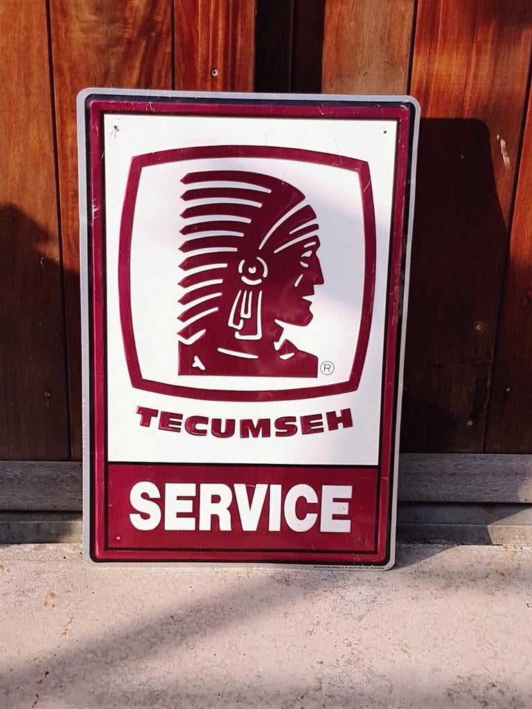 Vintage Tecumseh Service Reclamebord, USA tinplate, tinsign., Reclamebord, Gebruikt, ., Ophalen of Verzenden